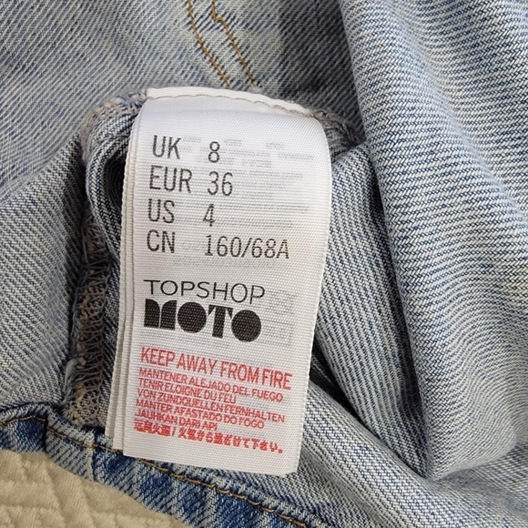 Topshop Moto Denim Mini Skirt Front zipper with Ring Pull Size 4 - Picture 13 of 16